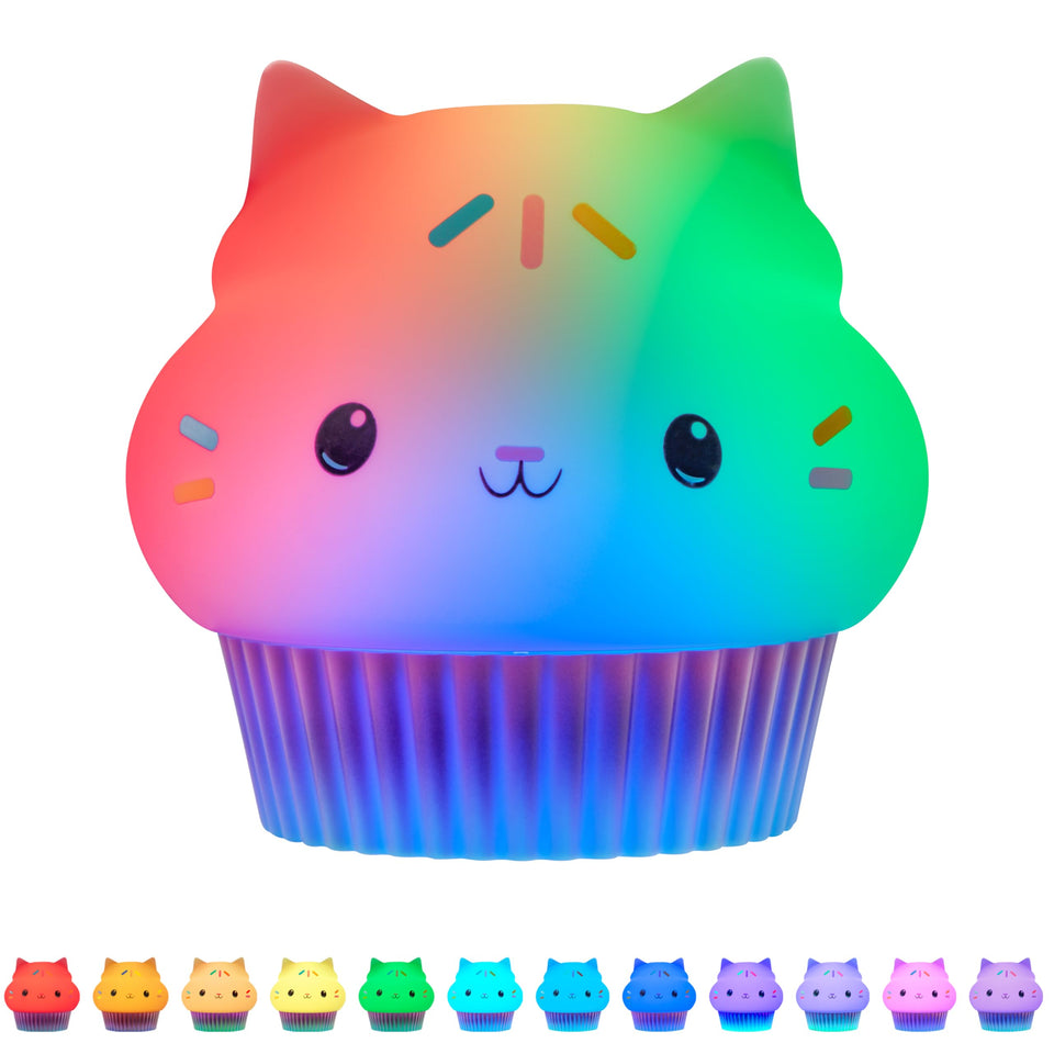Lights By Night Cakey Cat squishy light with color modes for kid-friendly ambiance.