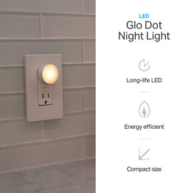 Lights by Night Glow Dot night light, compact design fits any outlet.