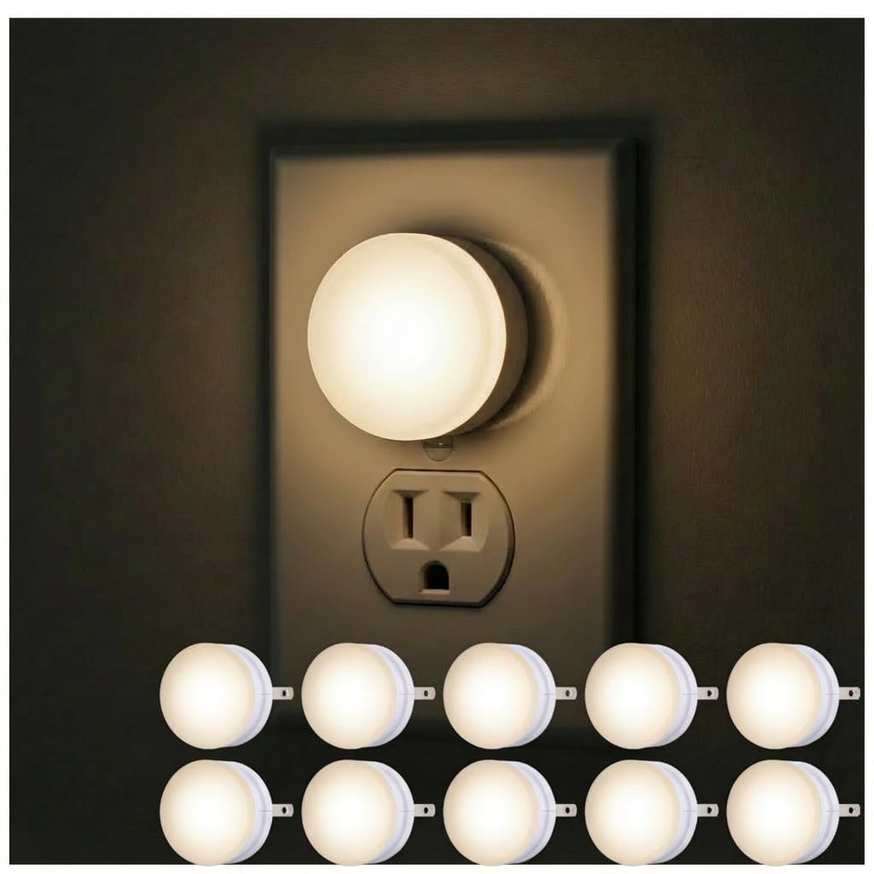 Lights by Night Glow Dot night light front view, space-saving for bedrooms.