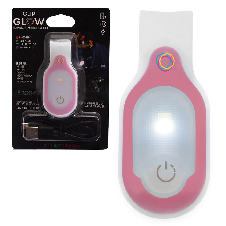 Lightsflo Clipglow nurse light pink on badge for hands-free care