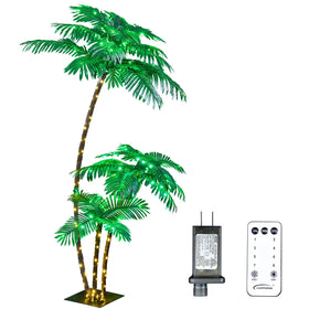 Lightshare 6ft palm tree with three trunks, ideal for bold outdoor decor.
