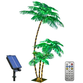 LIGHTSHARE 6ft triple-trunk palm tree adds tropical charm to outdoor spaces.