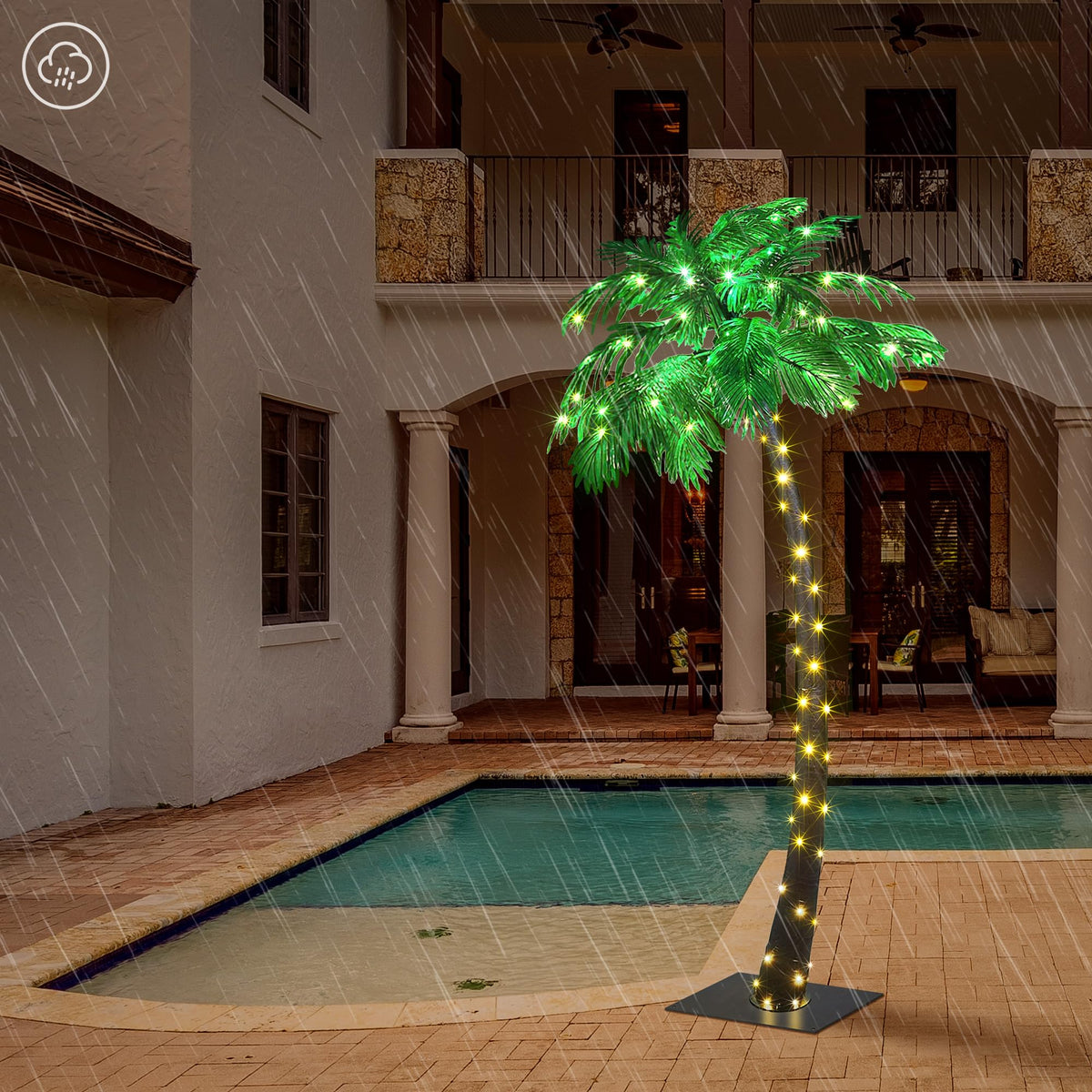 Lightshare palm tree with a metal trunk for durable decor.