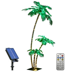 LIGHTSHARE 7FT palm tree with three trunks lights outdoor spaces.