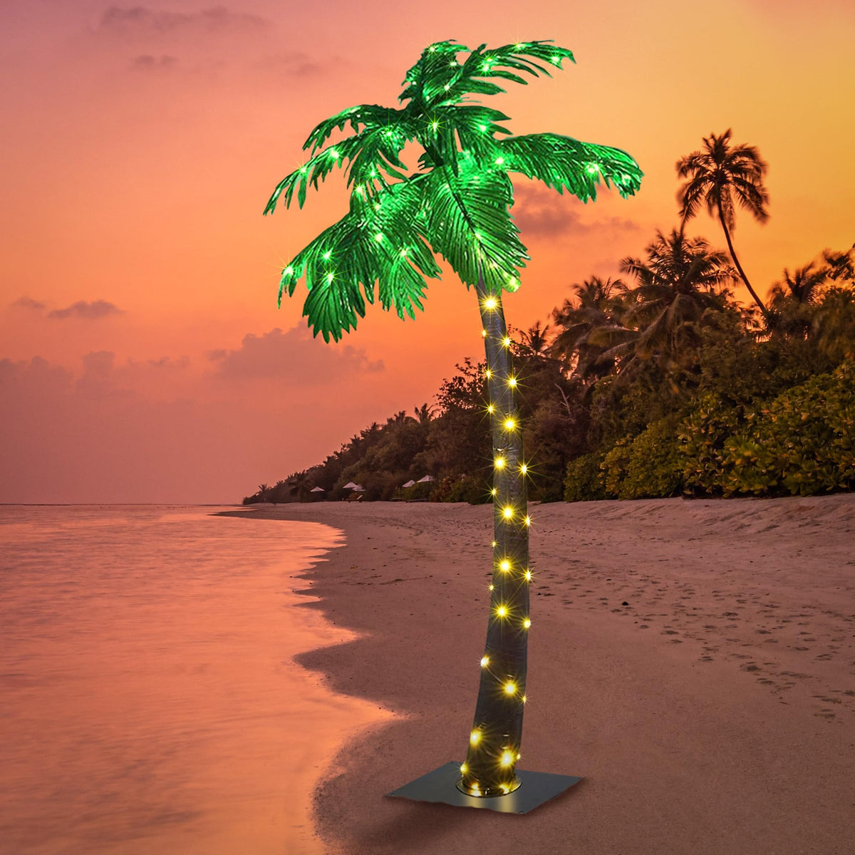 Lightshare palm tree curved design and fabric leaves create natural elegance