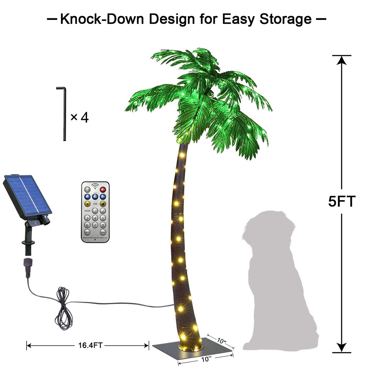 Lightshare palm tree metal trunk and base provide stable outdoor decor