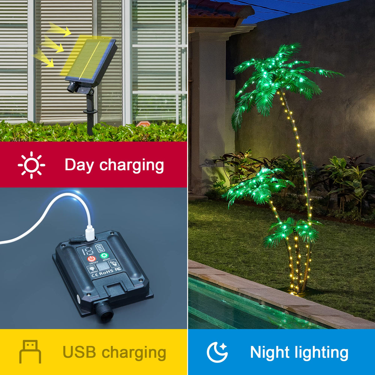 LIGHTSHARE three-trunk palm tree design adds tropical drama to spaces.