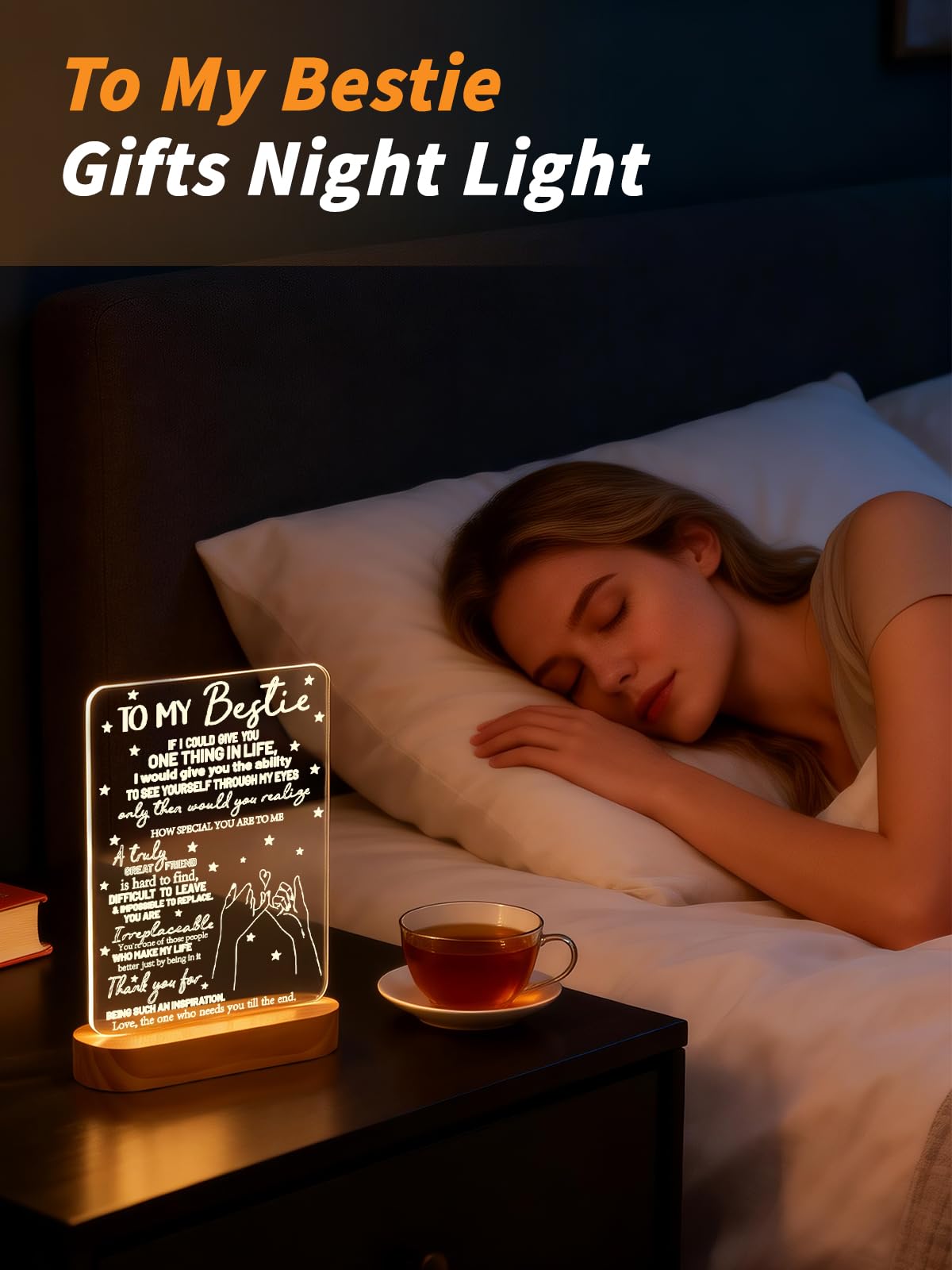 Lightzz to My Bestie acrylic sheet front displays heartfelt message
