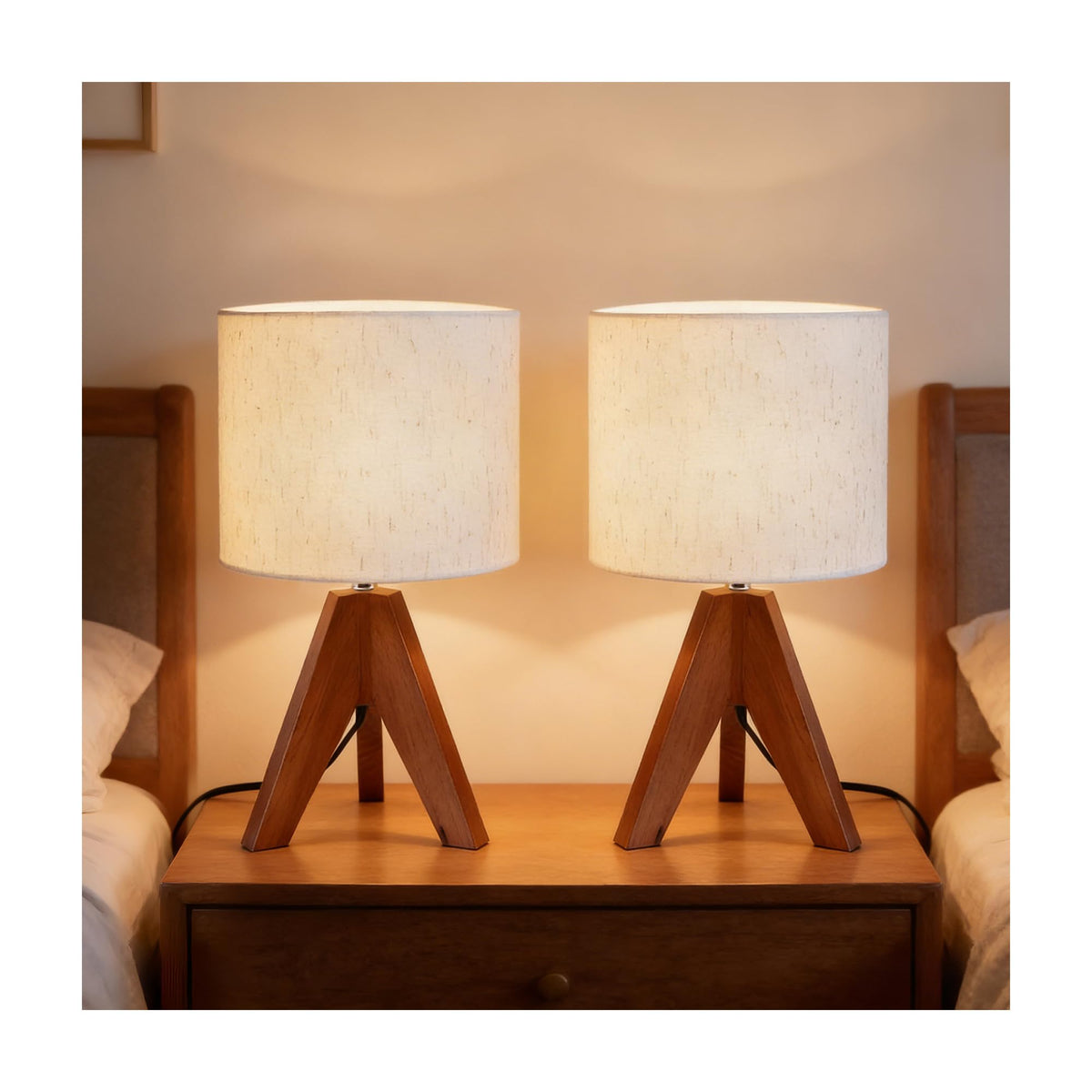 Ligrel mid-century lamp with wood tripod base for stylish ambience