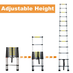 LiGuVCY adjustable-height ladder with dual latches adapts to attic or roof access.