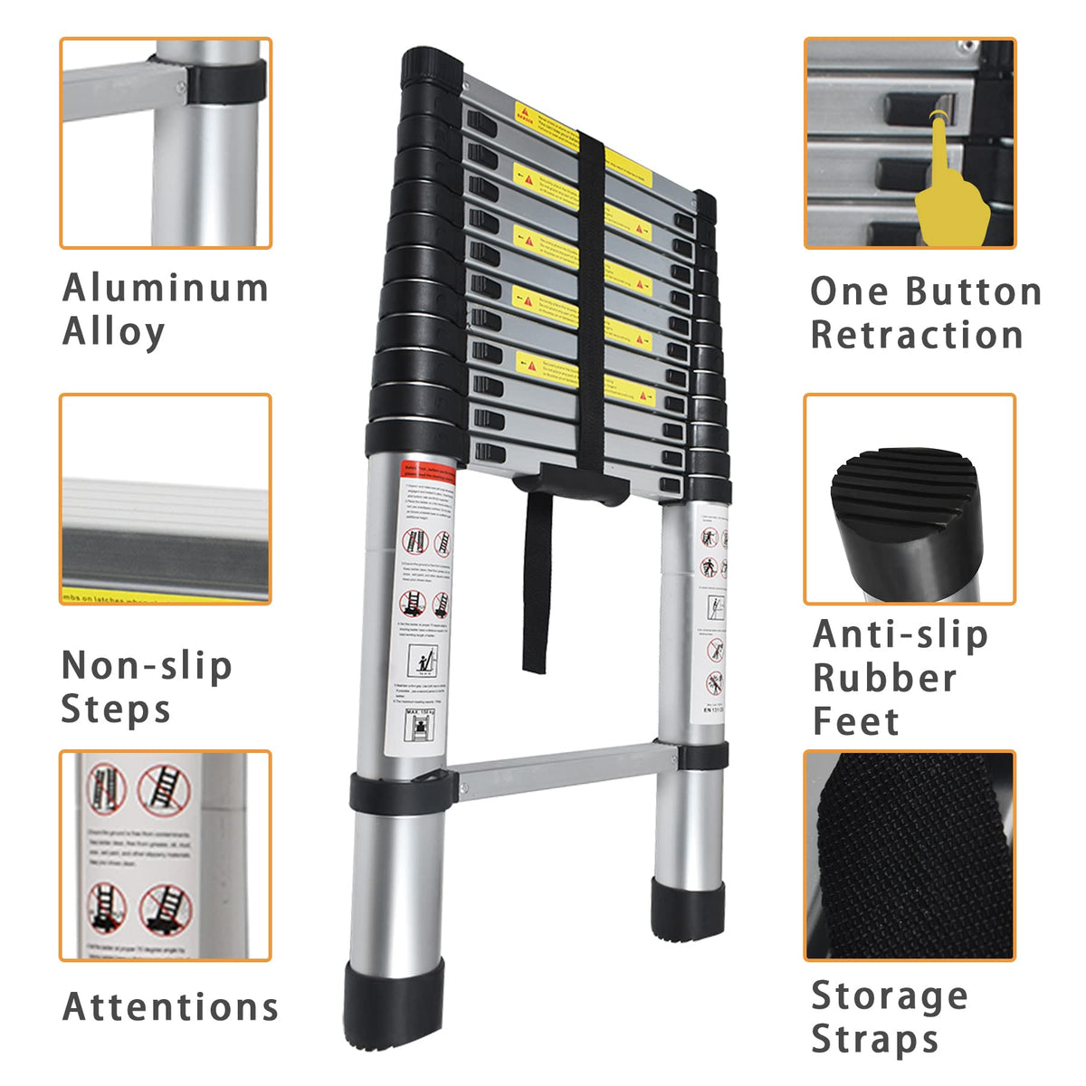 LiGuVCY aluminum ladder with sturdy frame supports roof and window tasks.