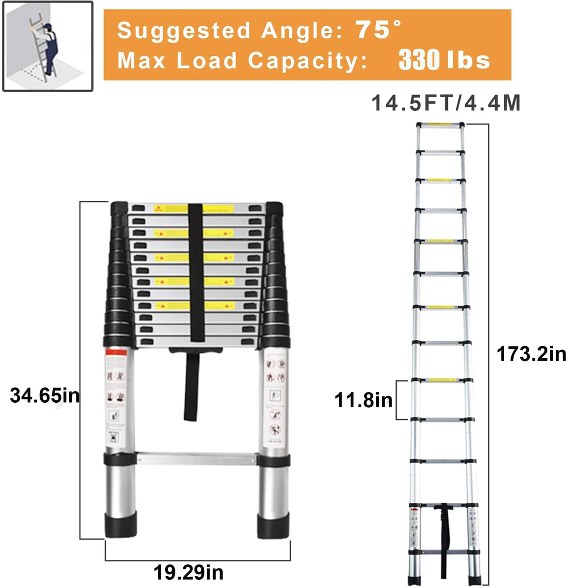 LiGuVCY foldable ladder in compact folded form fits tight RV storage spaces.