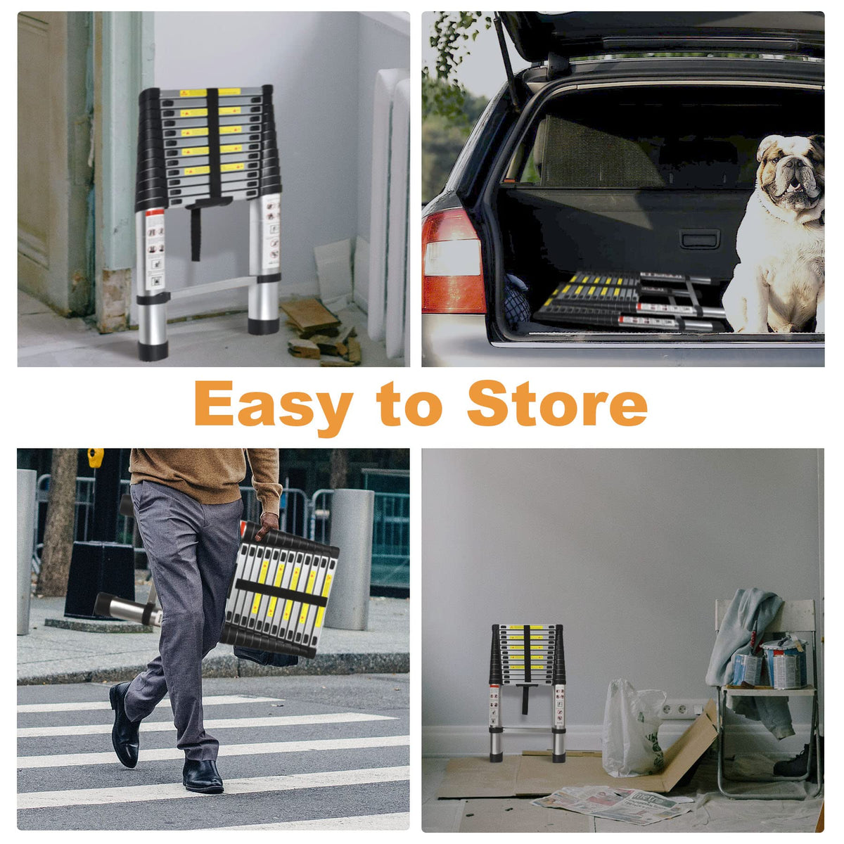 LiGuVCY lightweight ladder weighs 27 pounds for easy carrying and maneuvering.