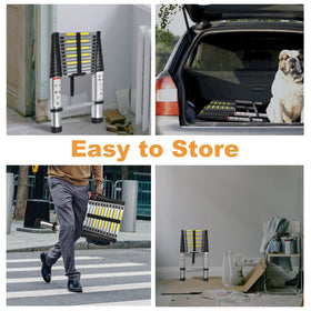 LiGuVCY lightweight ladder weighs 27 pounds for easy carrying and maneuvering.