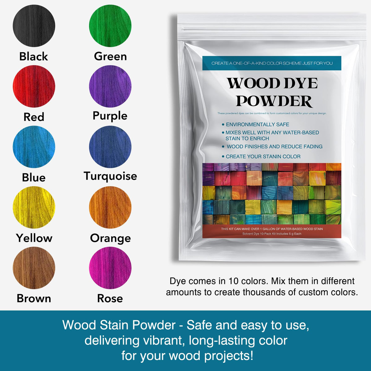 LIIZOUSUDA blue dye powder for wood enables bold color and blendable tones