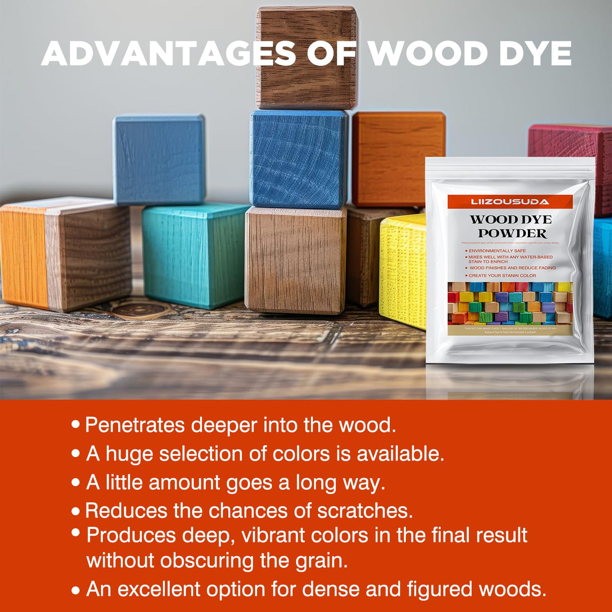 LIIZOUSUDA stained wood sample highlighting color depth and grain clarity