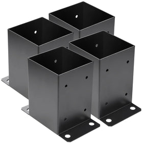 Likeem 4x4 post base assembly in rust-resistant steel for outdoor decks.