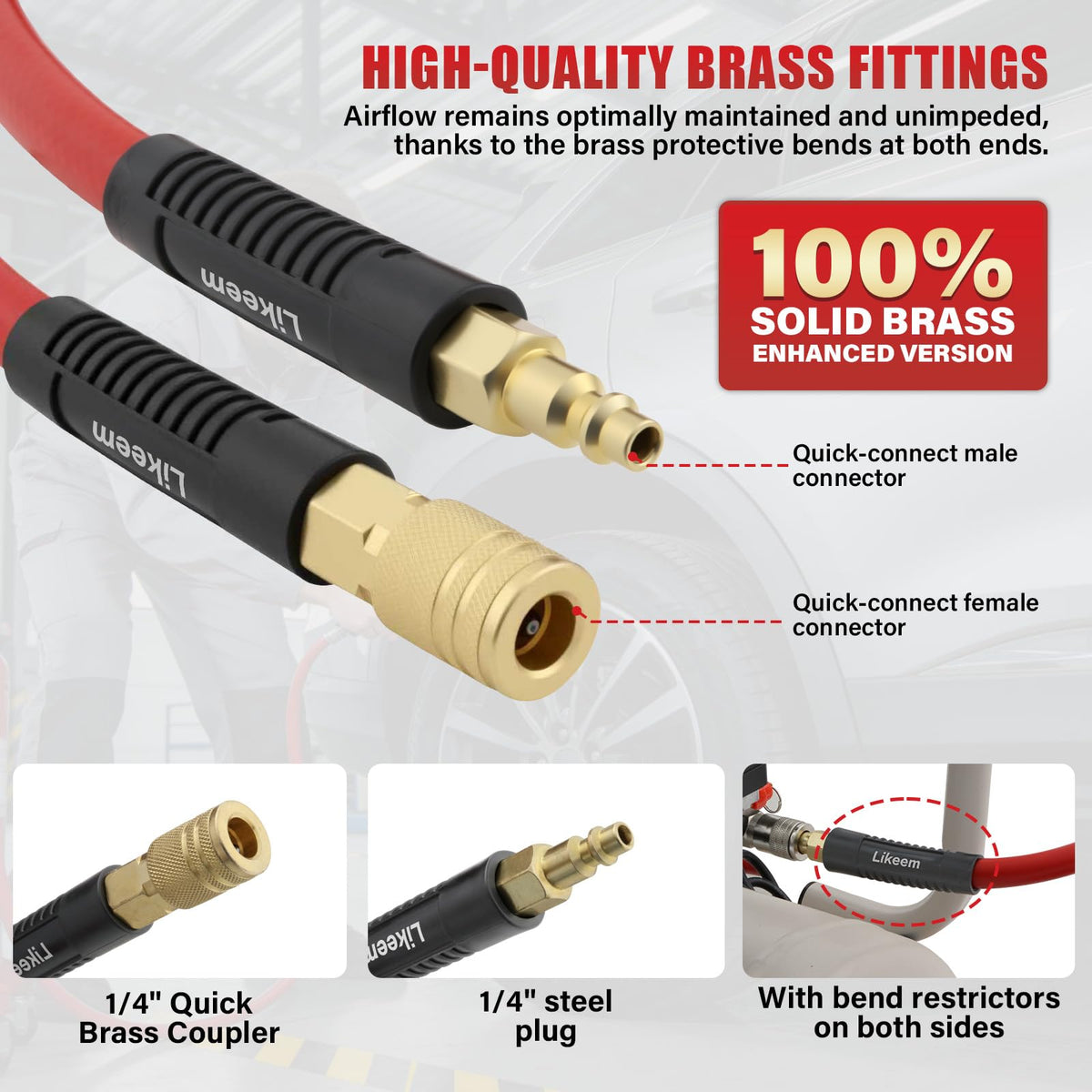 Likeem 50ft inner-diameter 3/8-inch hose highlights airflow capacity