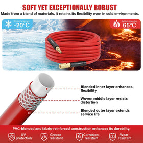Likeem 50ft hybrid air hose, kink-free design to reduce tangling during use
