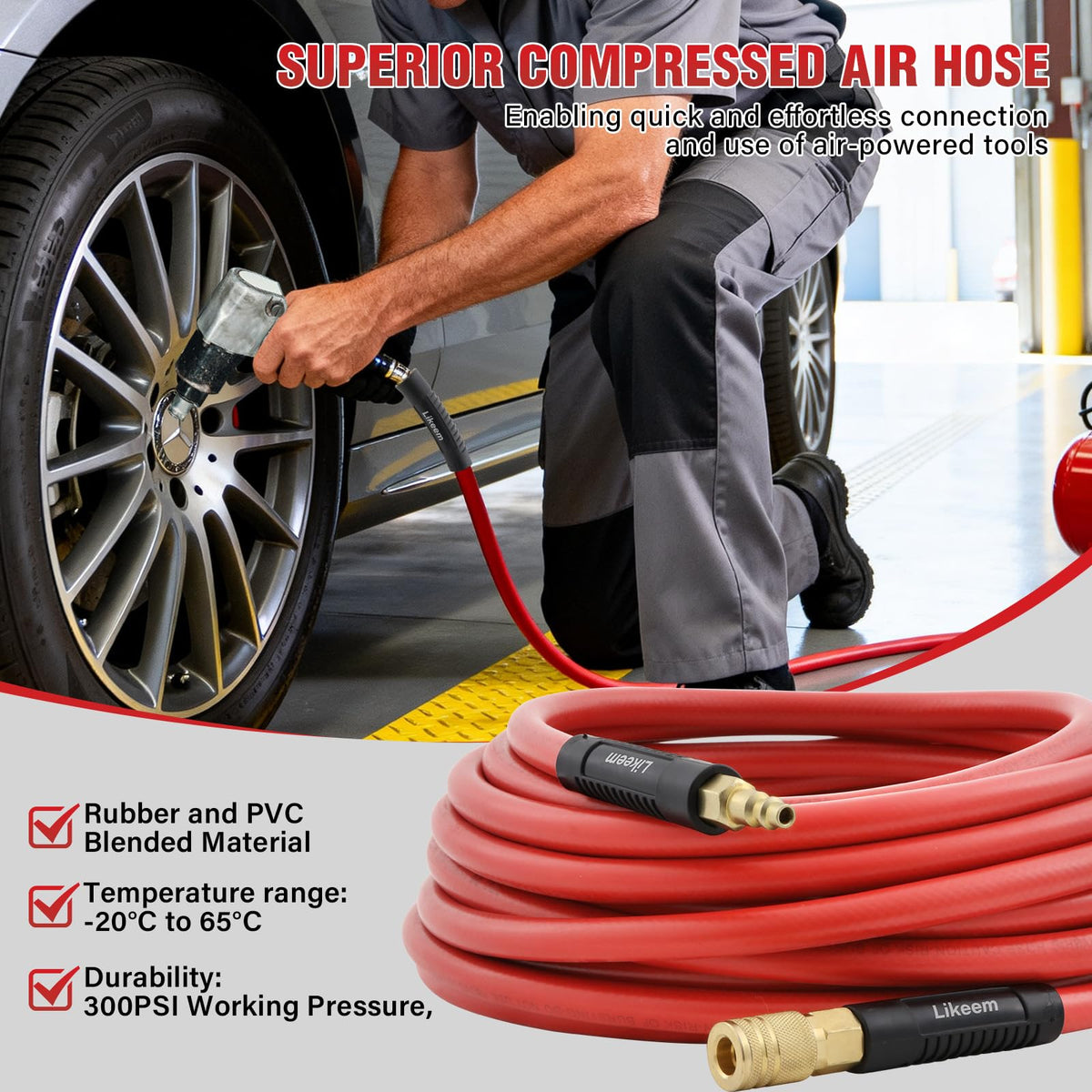 Likeem 50ft hose with quick coupler enables easy setup and maintenance