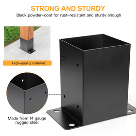 Likeem heavy-duty post bracket in black for durable outdoor framing.