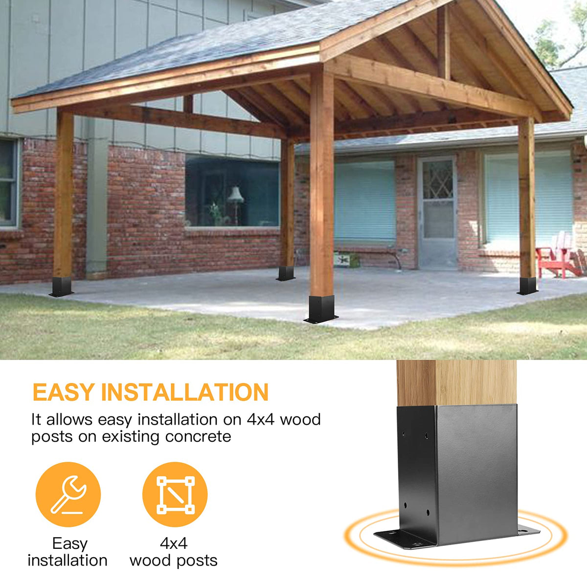Likeem pavilion railing base providing stable outdoor structure support.