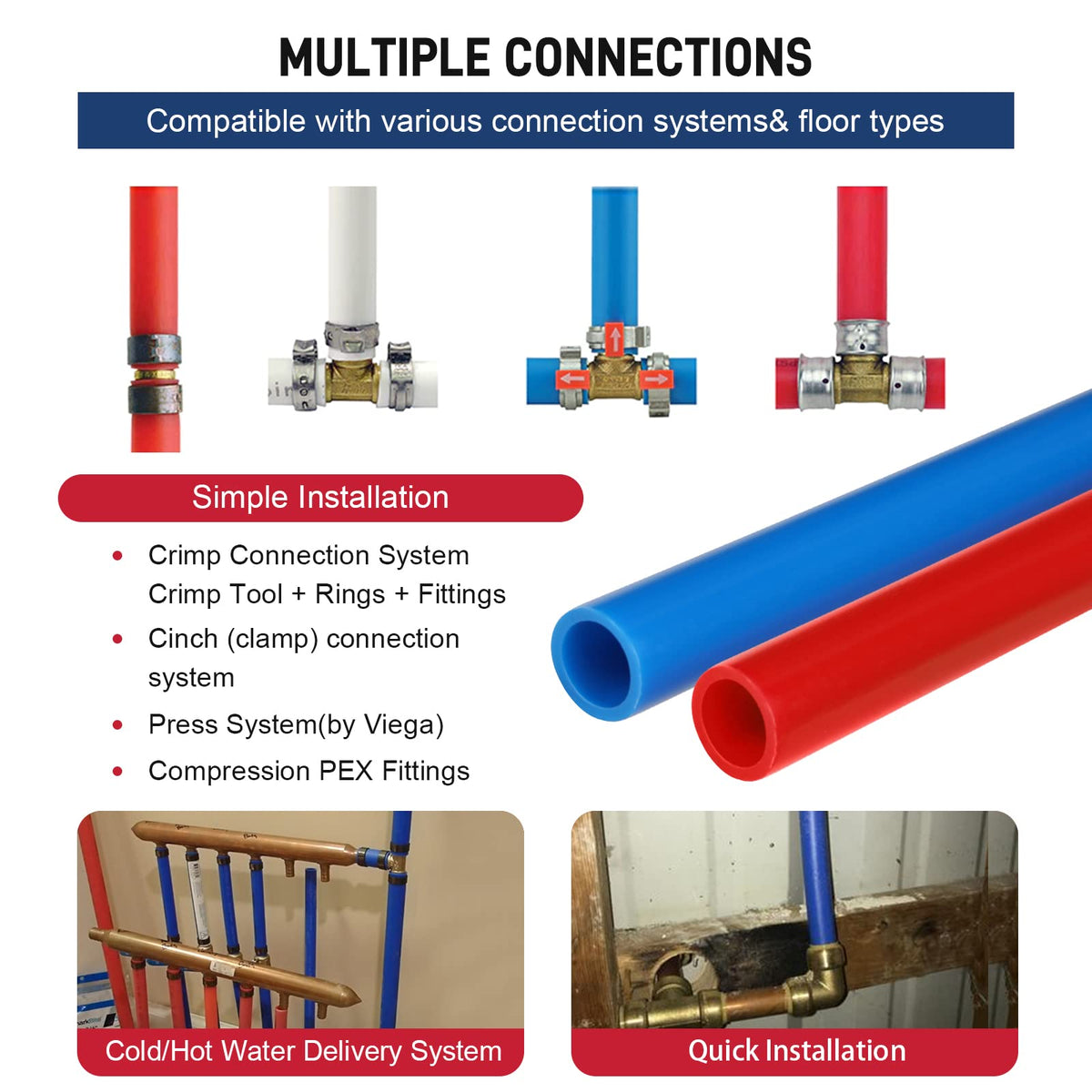 Likeem PEX tubing handles hot and cold pressures in homes.