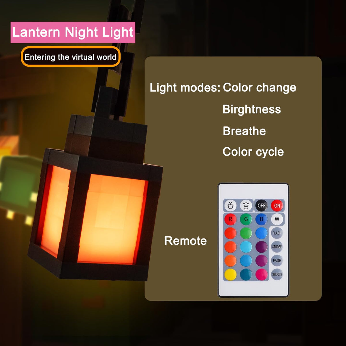 LIKEGOR Pixelated Lantern soft-glow creates a comfortable nighttime ambiance.