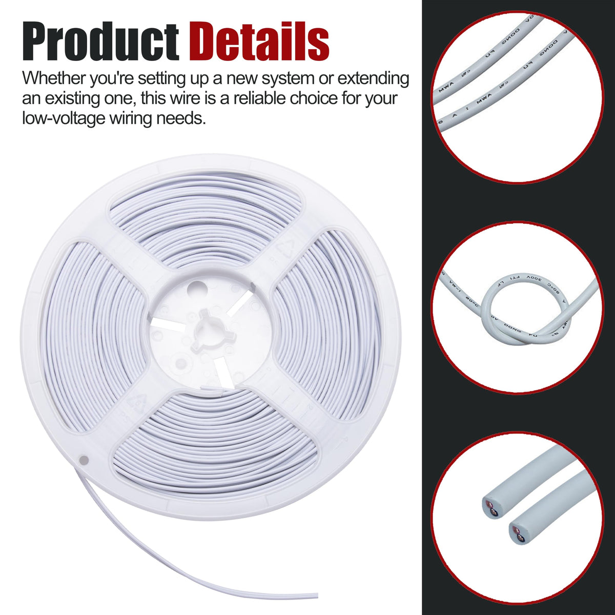 LikeLion 2-conductor bell wire for durable control system connections
