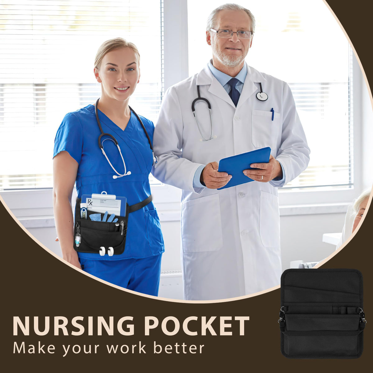 Likesing server apron model wear demonstrates a professional look and practical design.