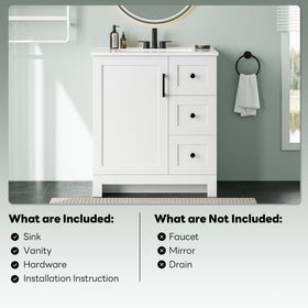 LIKIMIO vanity in a compact bathroom setup for stylish storage.