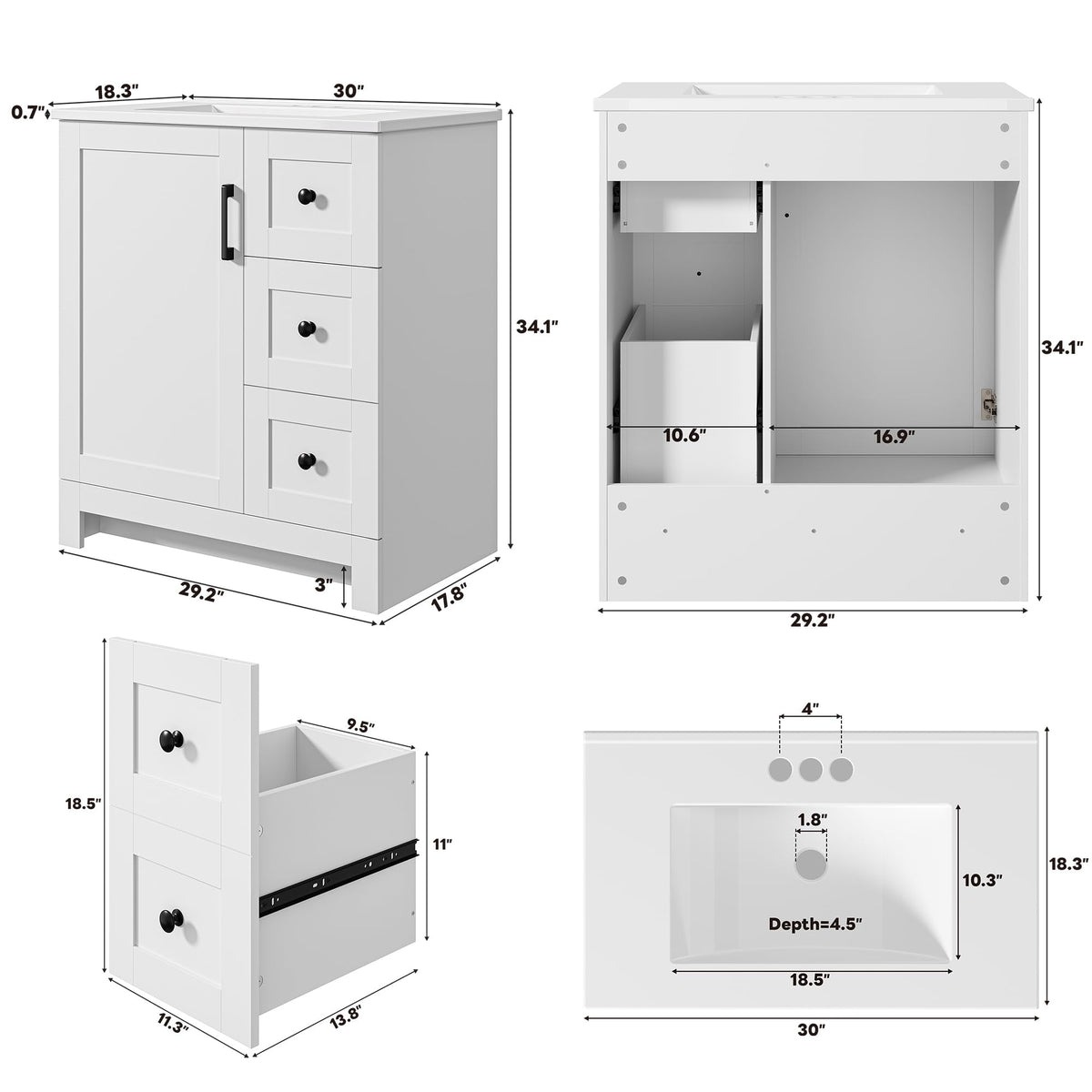 LIKIMIO vanity soft-close door interior shows quiet, smooth operation.