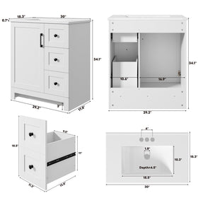 LIKIMIO vanity soft-close door interior shows quiet, smooth operation.
