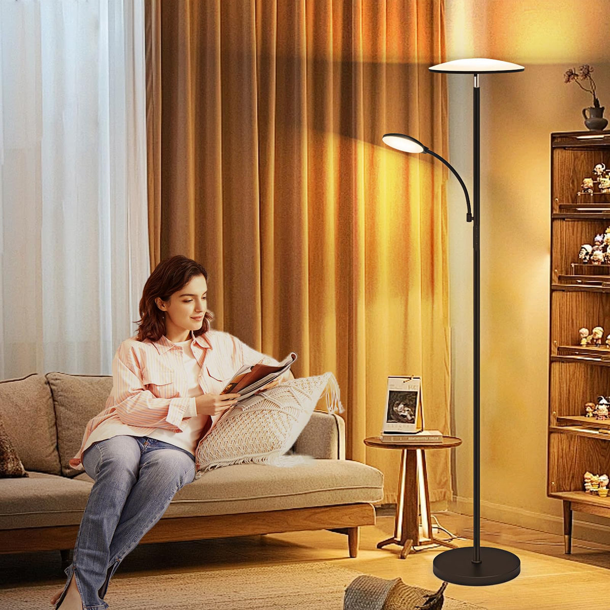 Lilaiaro floor lamp stepless dimming for precise mood lighting.