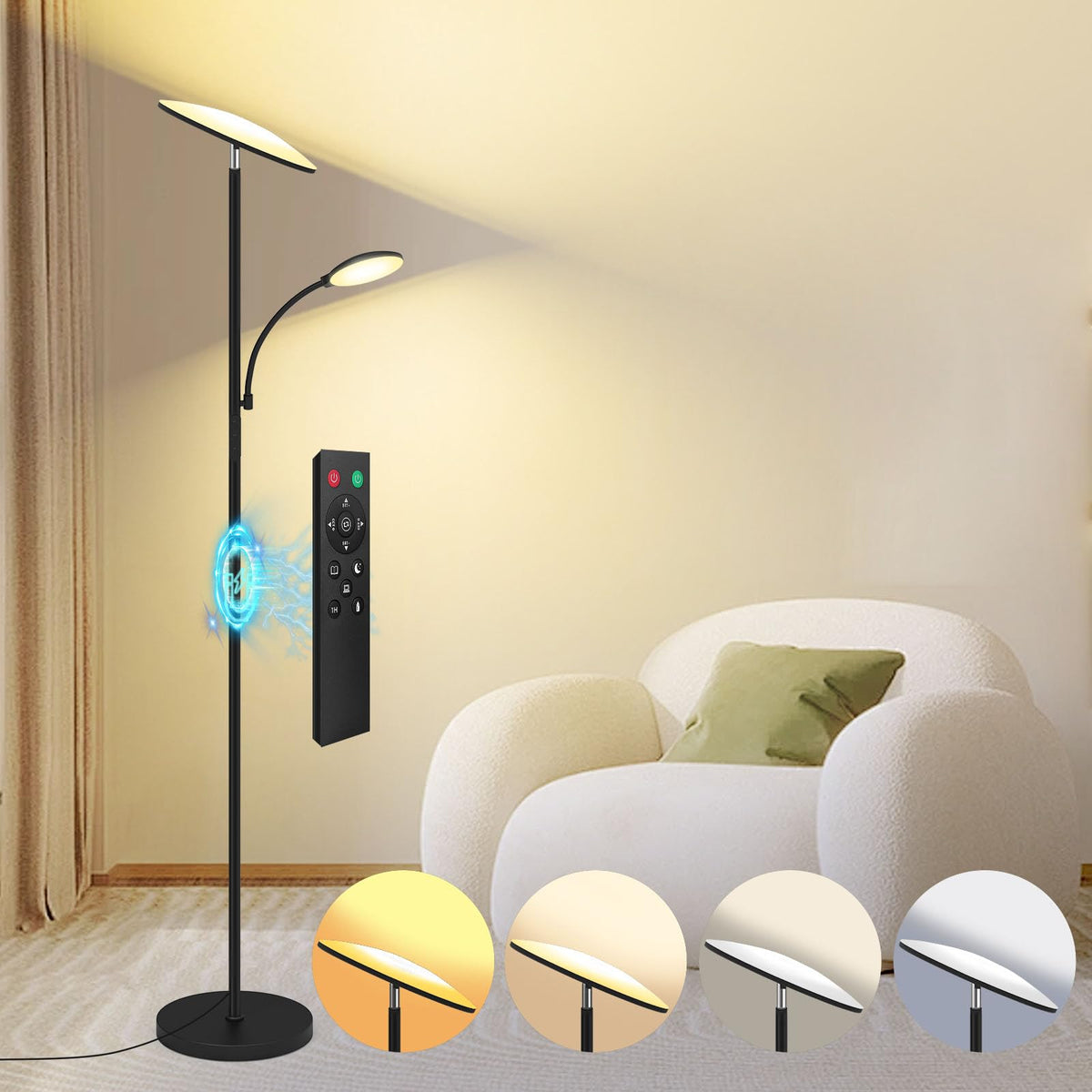 Lilaiaro floor lamp top light ambient for even room illumination.