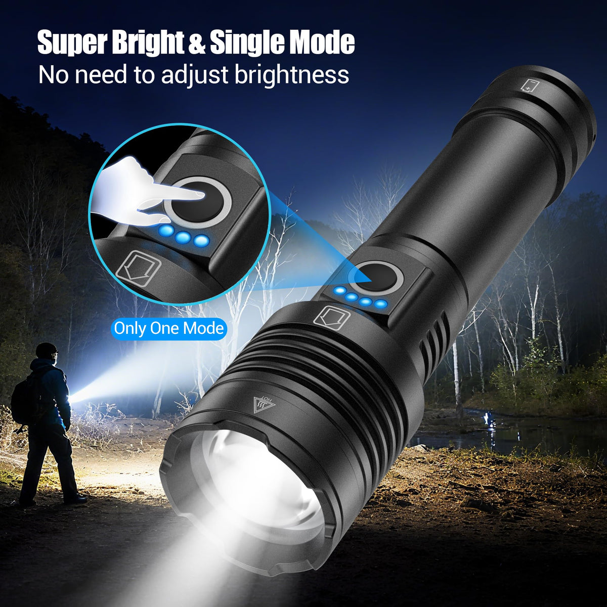 Limalnicy flashlight 30W LED with 100000 lumens for wide-area lighting
