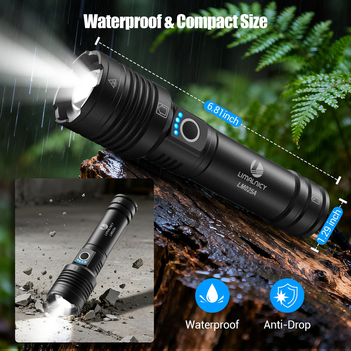 Limalnicy handheld flashlight with rugged waterproof and shockproof build