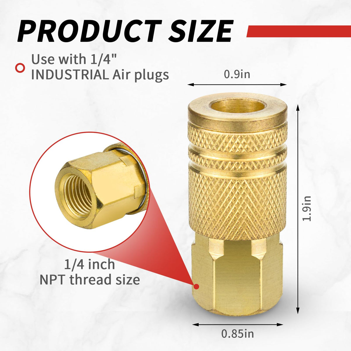 Limcox brass industrial connector with NPT internal thread for reliable tooling.
