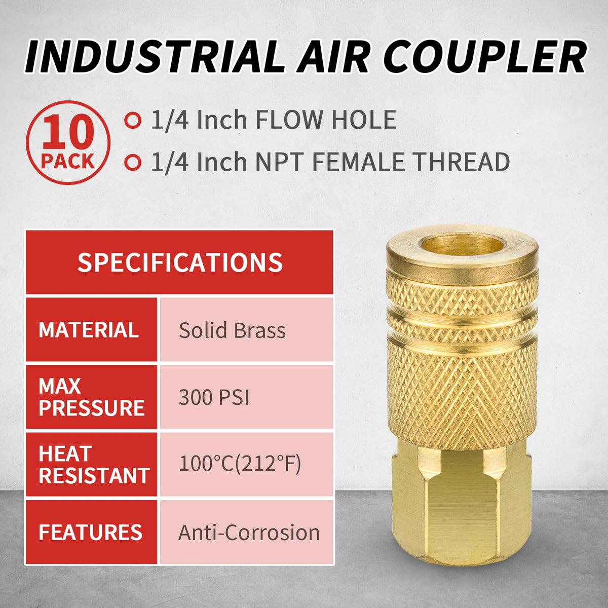 Limcox quick-connect air coupler sleeve grip enables easy connection.