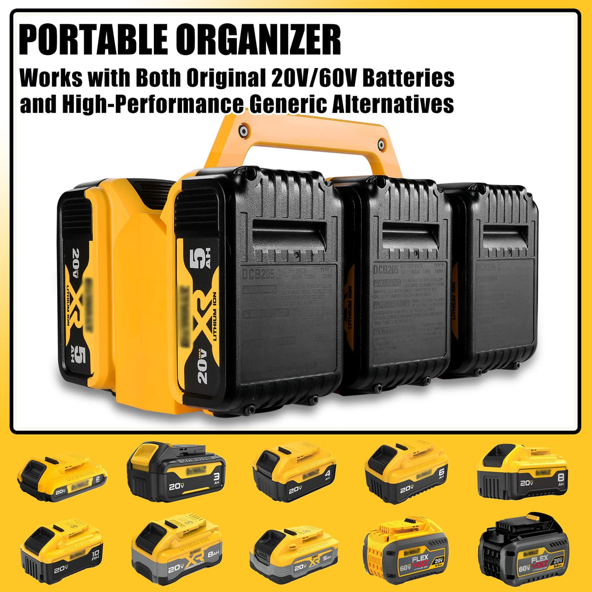 LimeCare 6-slot carrier fits DeWalt 20V/60V packs securely and neatly.