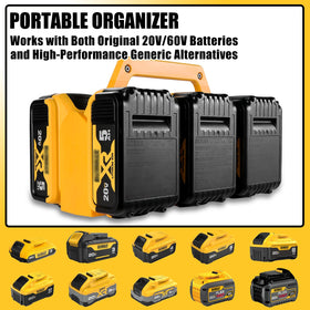 LimeCare 6-slot carrier fits DeWalt 20V/60V packs securely and neatly.