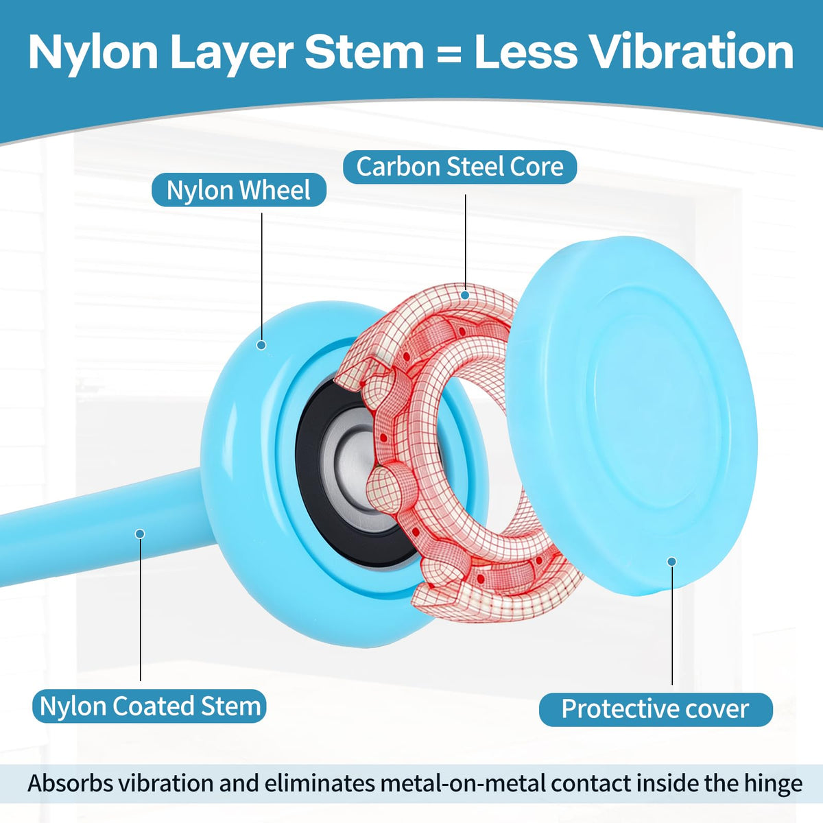 LIMICAR hardened carbon steel core stem provides durable, long-lasting support.