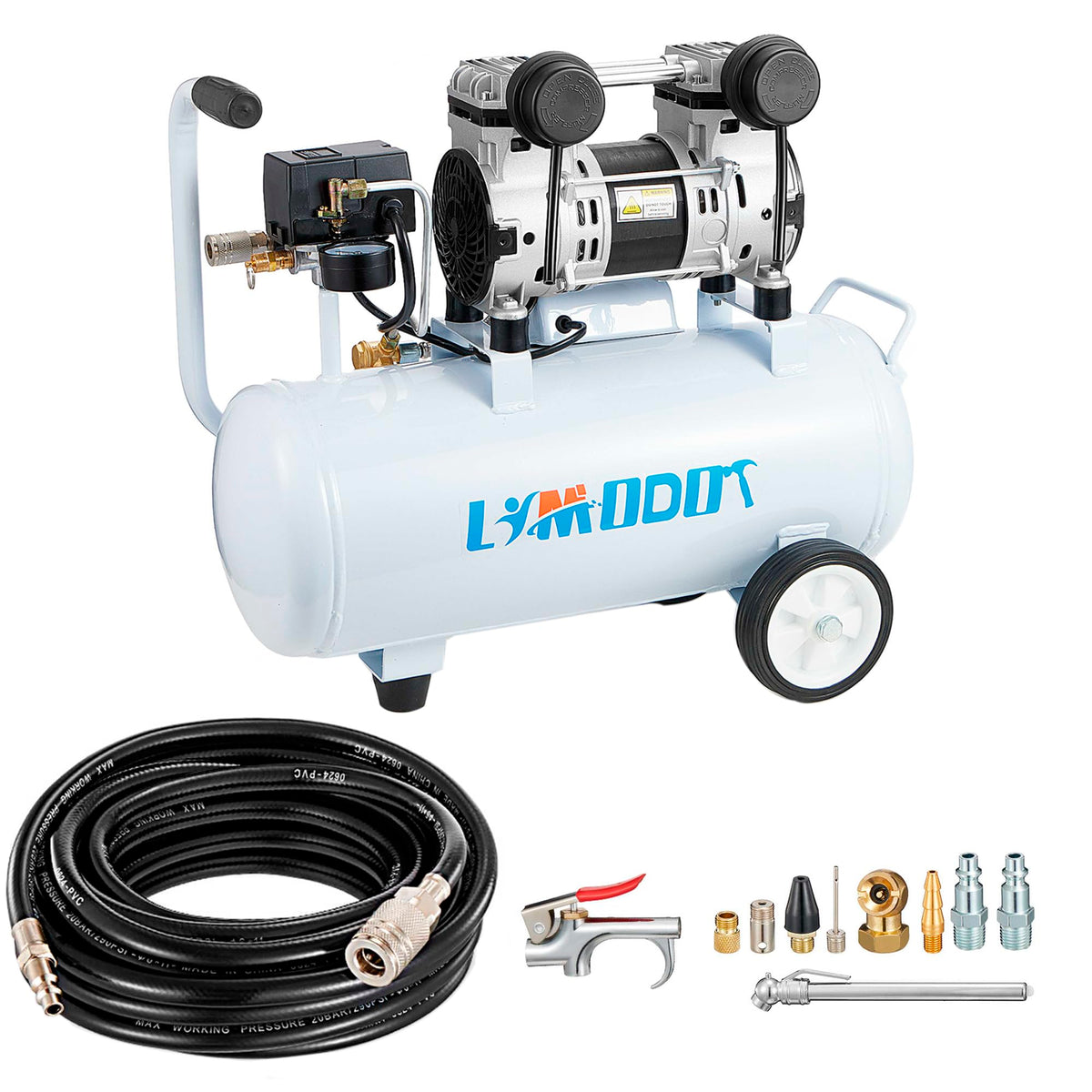 Limodot quiet air compressor at 68dB for home workshops and near-silent operation