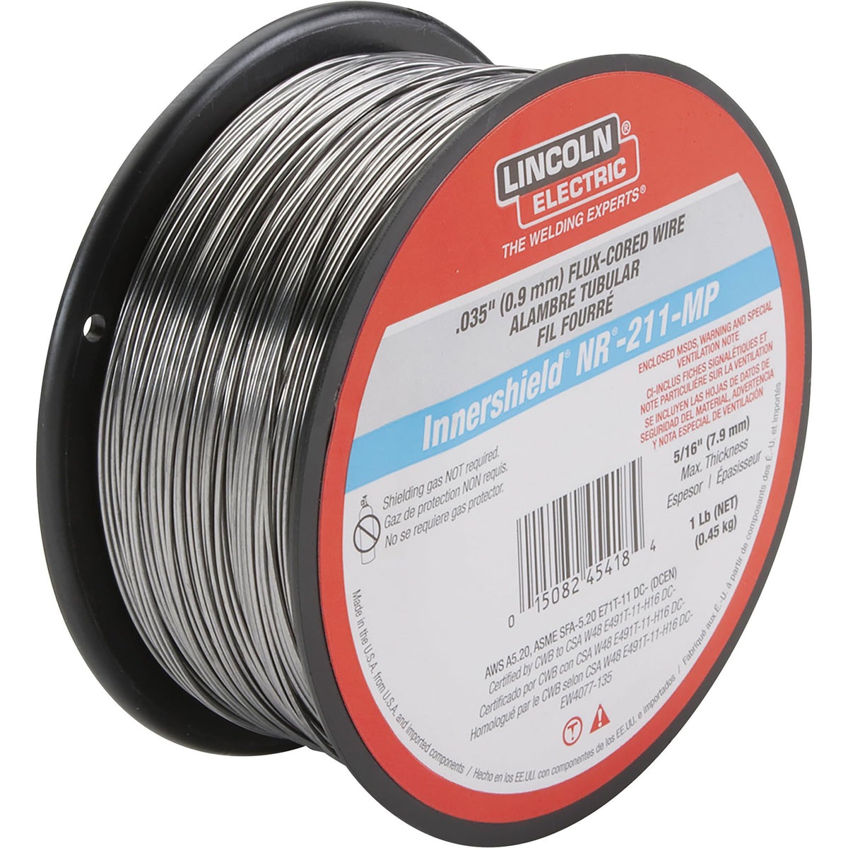 Lincoln Electric ED016354 silver flux-core wire for mild steel fabrication