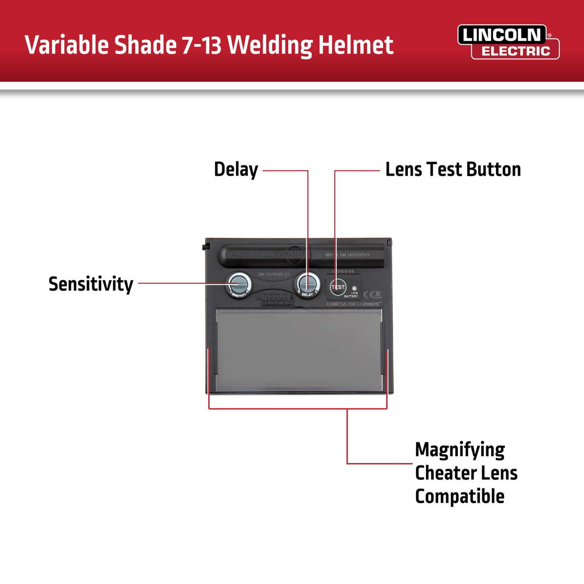 Lincoln Electric K4983-1 ANSI Z87.1 safety rating provides reliable protection.