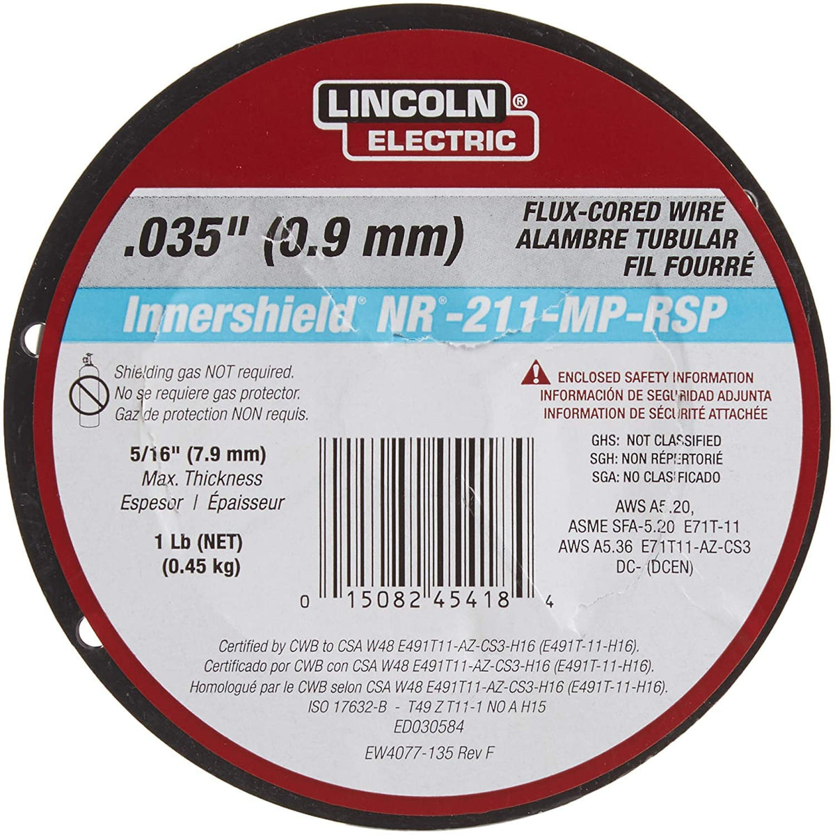 Three-pack Lincoln Electric NR-211-MP wire spool designed for multiple projects.