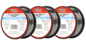 Lincoln Electric NR-211-MP wire spool with inner shield flux-core for smooth bead formation.