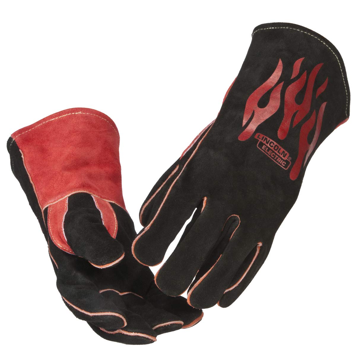 Lincoln Electric Traditional gloves palm view highlighting heat resistance for welding.