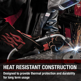 Cuff interior view shows moisture-absorbing lining in Lincoln Electric gloves.