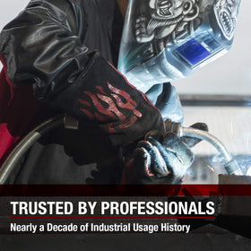Leather texture on Lincoln Electric gloves conveys rugged durability.